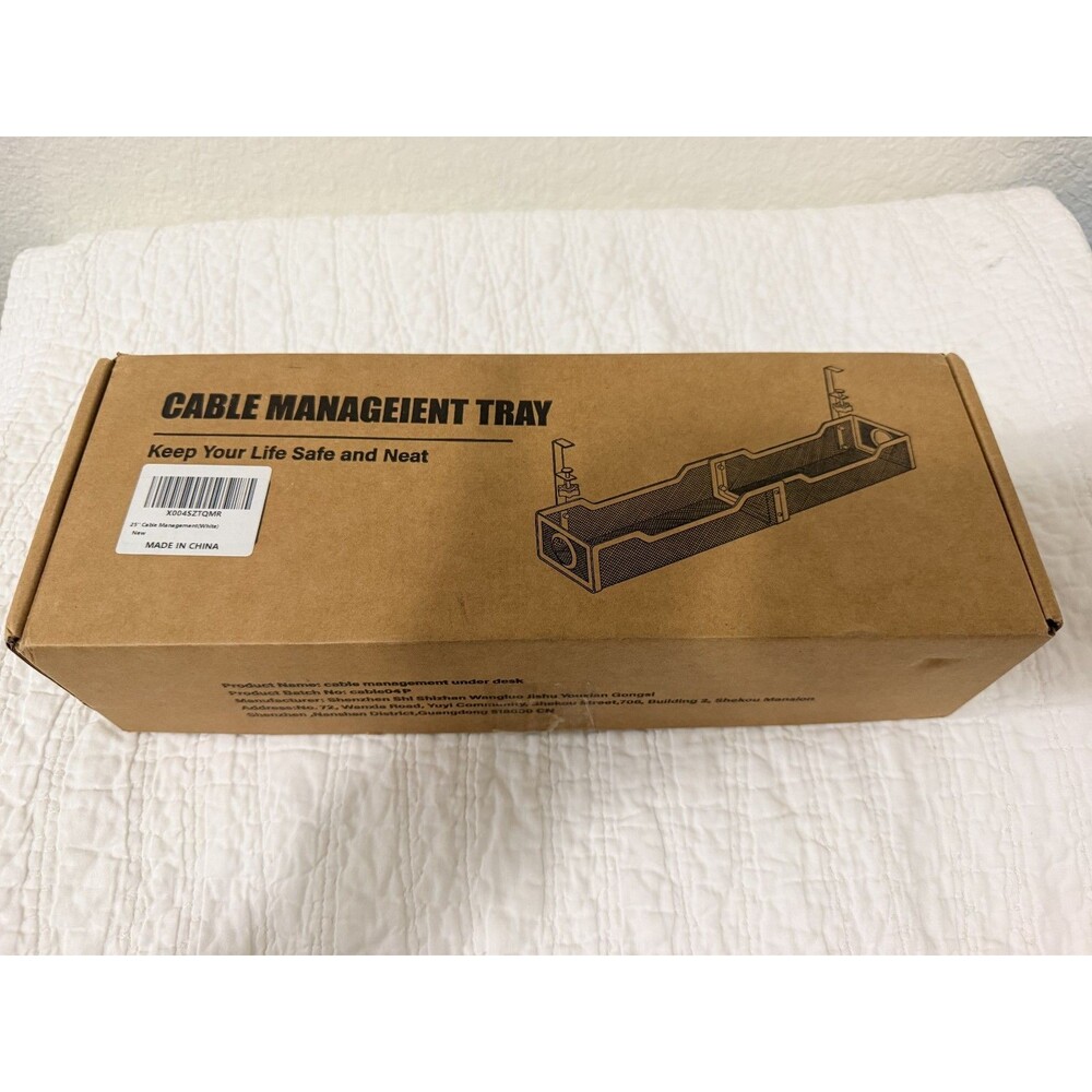 New in Box Cable Management Tray Under Desk Tray Wire Cord Organizer NO DRILL